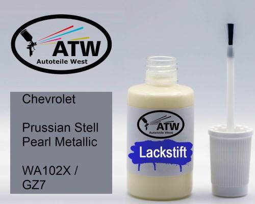 Chevrolet, Prussian Stell Pearl Metallic, WA102X / GZ7: 20ml Lackstift, von ATW Autoteile West.